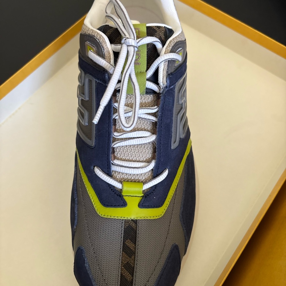 Fendi Men's Sneakers - Blue, Gray, and Lime